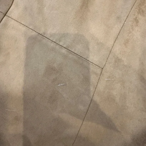 August Max‎ Woman 2X Brown Suede Button Up Collared Jacket Coat - Picture 5 of 6